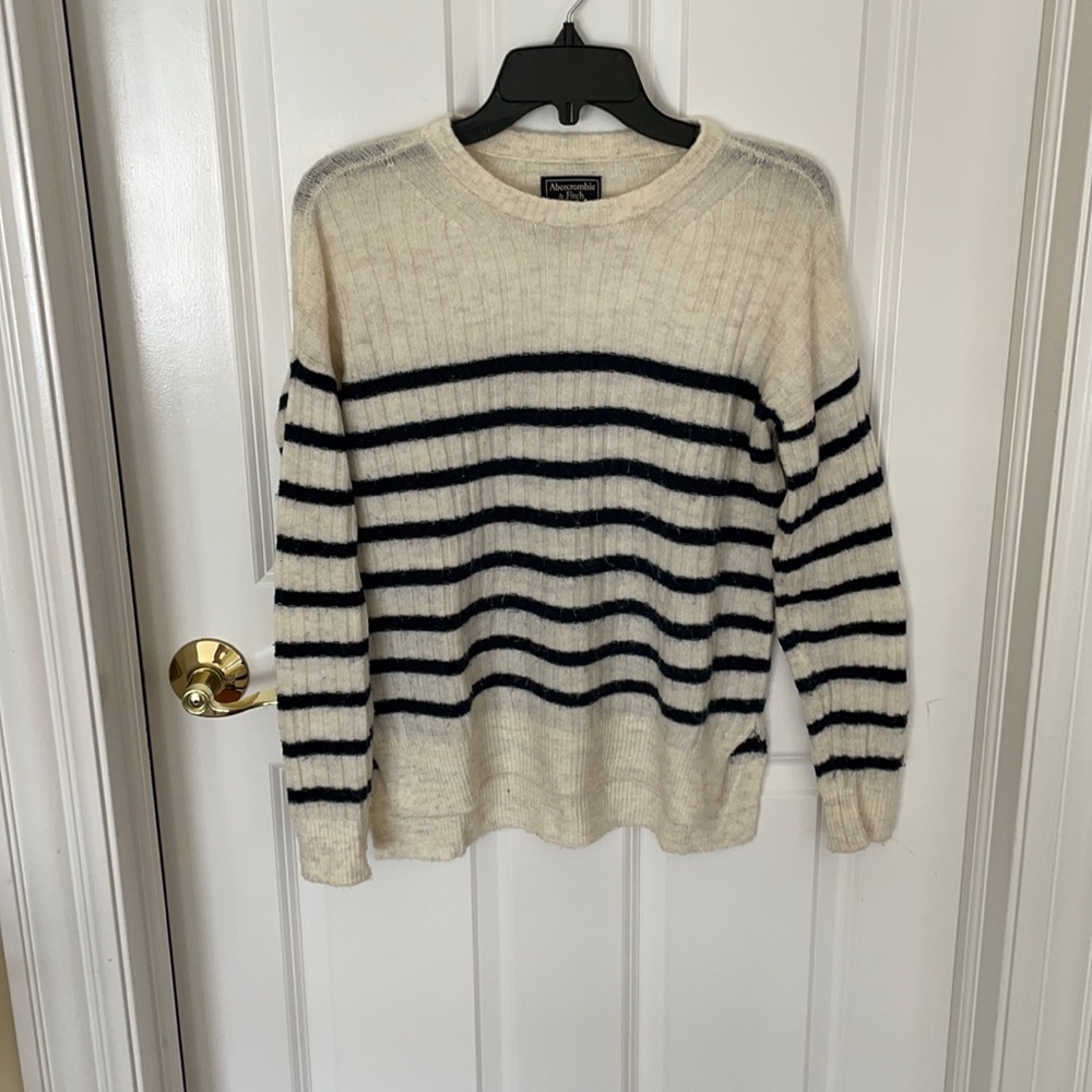 Abercrombie cream striped sweater